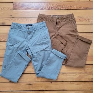 2 pairs Aeropostale skinny slim chino classic 28x30 blue brown
